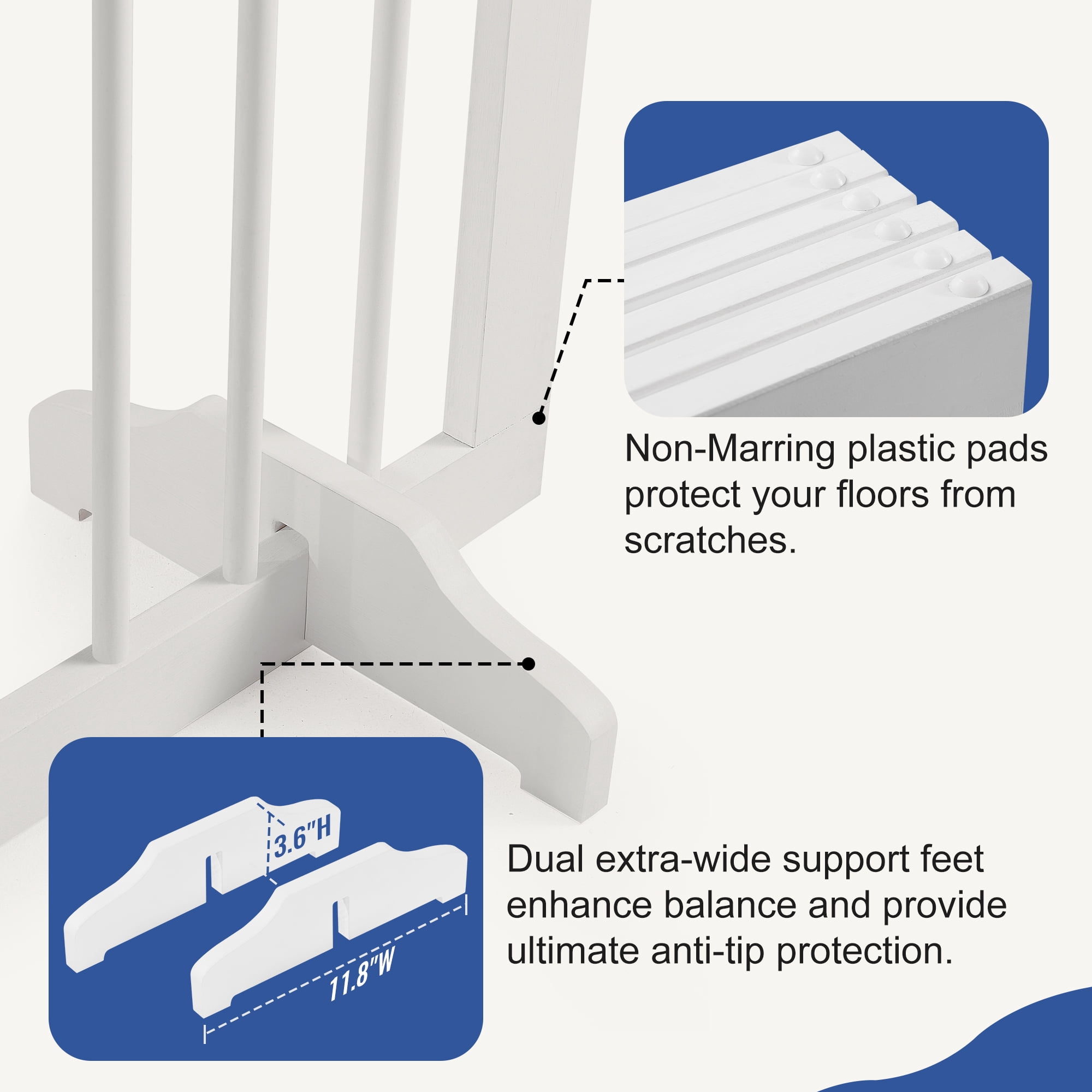 TrumanPick 30" H Extra Tall Dog Gates for Doorways, 6-Panel Foldable Pet Gate, 2 Support Feet Dog Fence for Stairs 144"L, White
