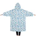 thumbnail image 2 of Oversized Wearable Blanket Hoodie,Blue Christmas Snowflake Pattern Sherpa Blanket Hoodie with Super Pockets,Super Warm Fuzzy Pullover for Women & Men, 2 of 6
