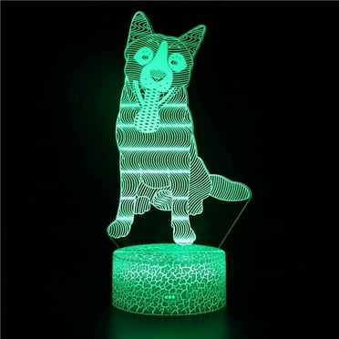 Puppy Night Light 3D Illusion 16 Colors Change Lamp Monkey Cattle Pig Table Lamp Baby Room Decor Birthday Xmas Gifts Toys for Boys Girls Kids Decoración De Dormitorio De Luz De Noche Led