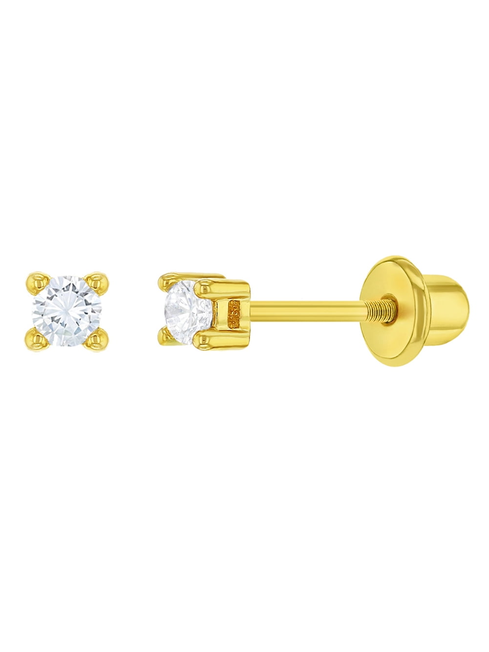 18k Gold Plated Tiny Crystal Screw Back 