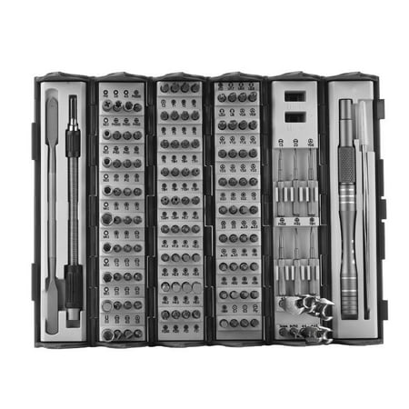 

Precision Screwdriver Set Cylinder Organizing Case 128pcs in 1 Case S2 Alloy Steel HRC 56 Hardness Bits Space-saving Roll-up Case Professional Toolset Magnetizing Bit Heads for most sizes