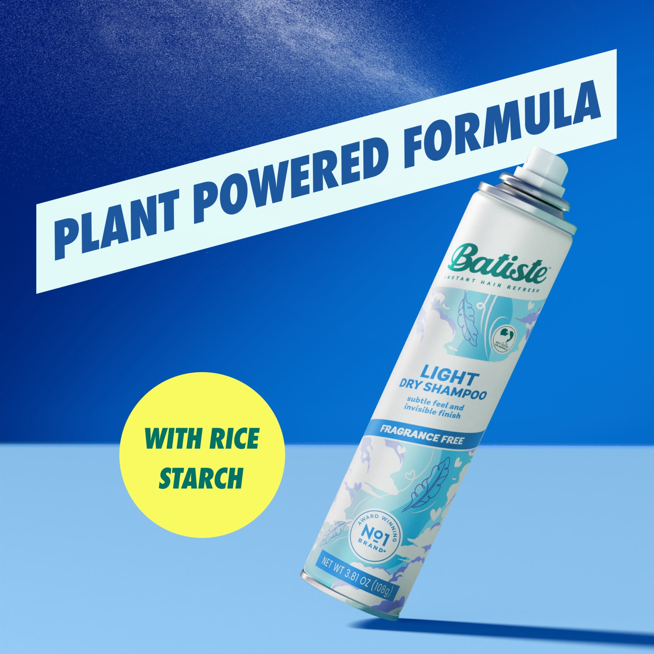 Batiste Light Fragrance Free Dry Shampoo, Absorbs Oil & Grease, 3.81 oz