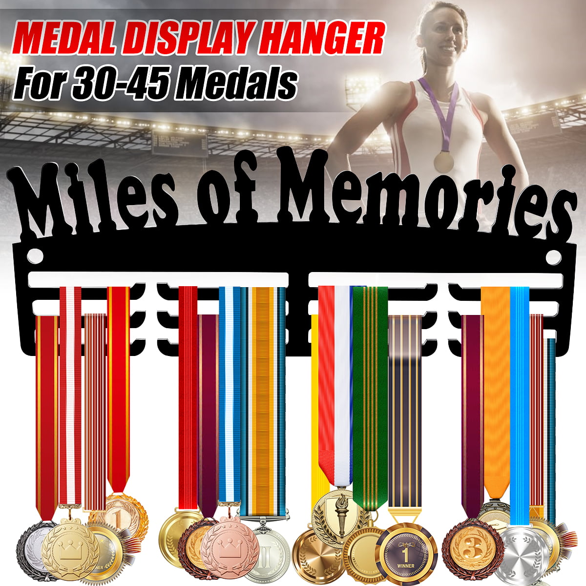 Thick 5mm Acrylic 3 Tier MILES OF MEMORIES Medal Hanger Holder Rack 