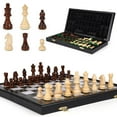 thumbnail image 1 of Juego de ajedrez Agirlgle, tablero plegable de madera de 15 pulgadas con almacenamiento, 1 of 7