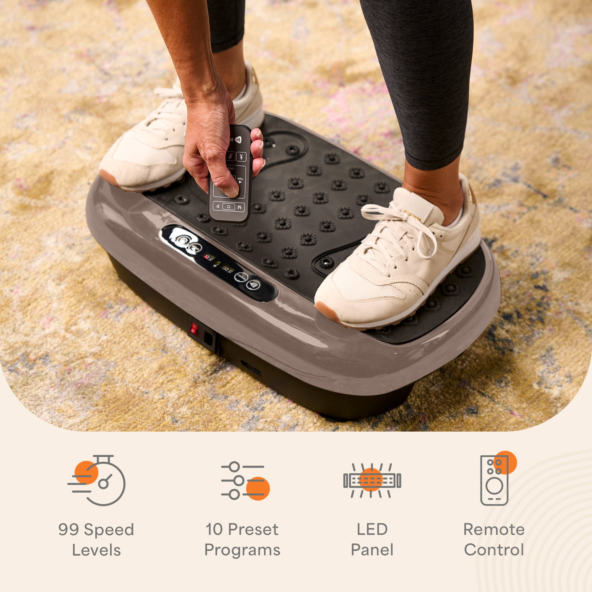 Lifepro HexaPlate Lite Vibration Plate Exercise Machine – Full Body Vibrating Plate for Weight Loss, Lymphatic Drainage & Recovery – Compact Home Workout with Magnetic Acupoints & Remote - Bronze