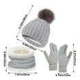 thumbnail image 3 of Women's Winter 3-Piece Set: Beanie, Scarf, Touchscreen Gloves, Acrylic, 7.9x8.7in Scarf, Warm, for Outdoor Activities, 3 of 6