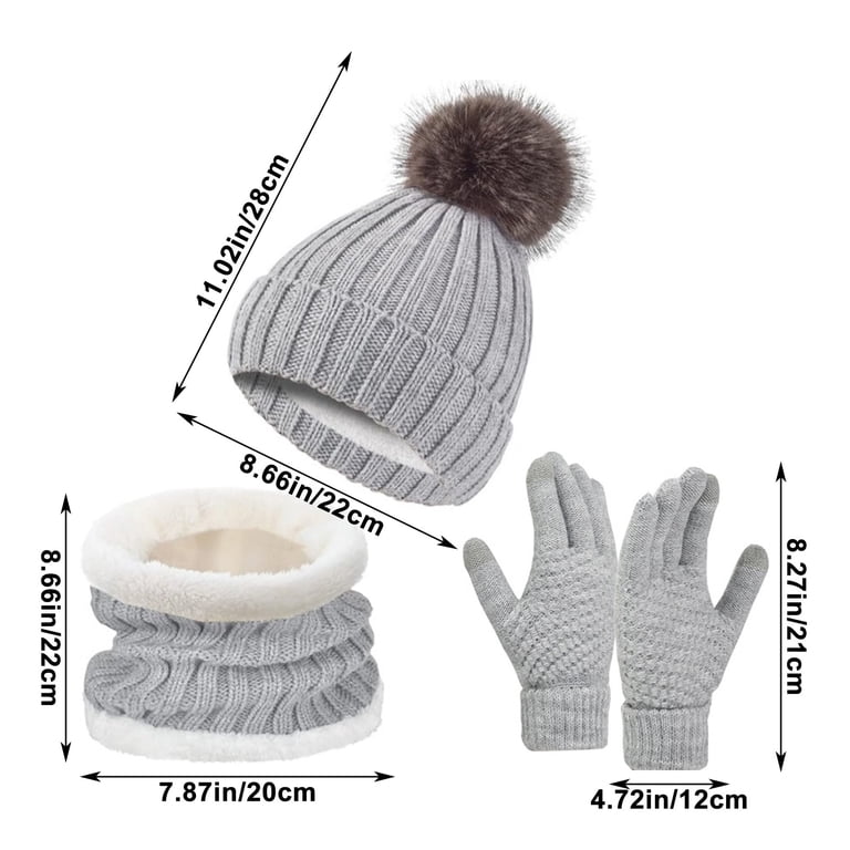 Winter Hat Scarf Gloves Set 3pcs Knit Touchscreen Warm Gift Winter Hat Cap Thermal Beanie Scarf Gloves Set Plush Lined  main image 4
