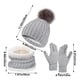 thumbnail image 3 of Conjunto de 3 gorros, bufandas y guantes de invierno para mujer, gorro de cuello largo, bufanda tejida, guantes para pantalla táctil, regalo de Navidad, bufanda acrílica., 3 of 6