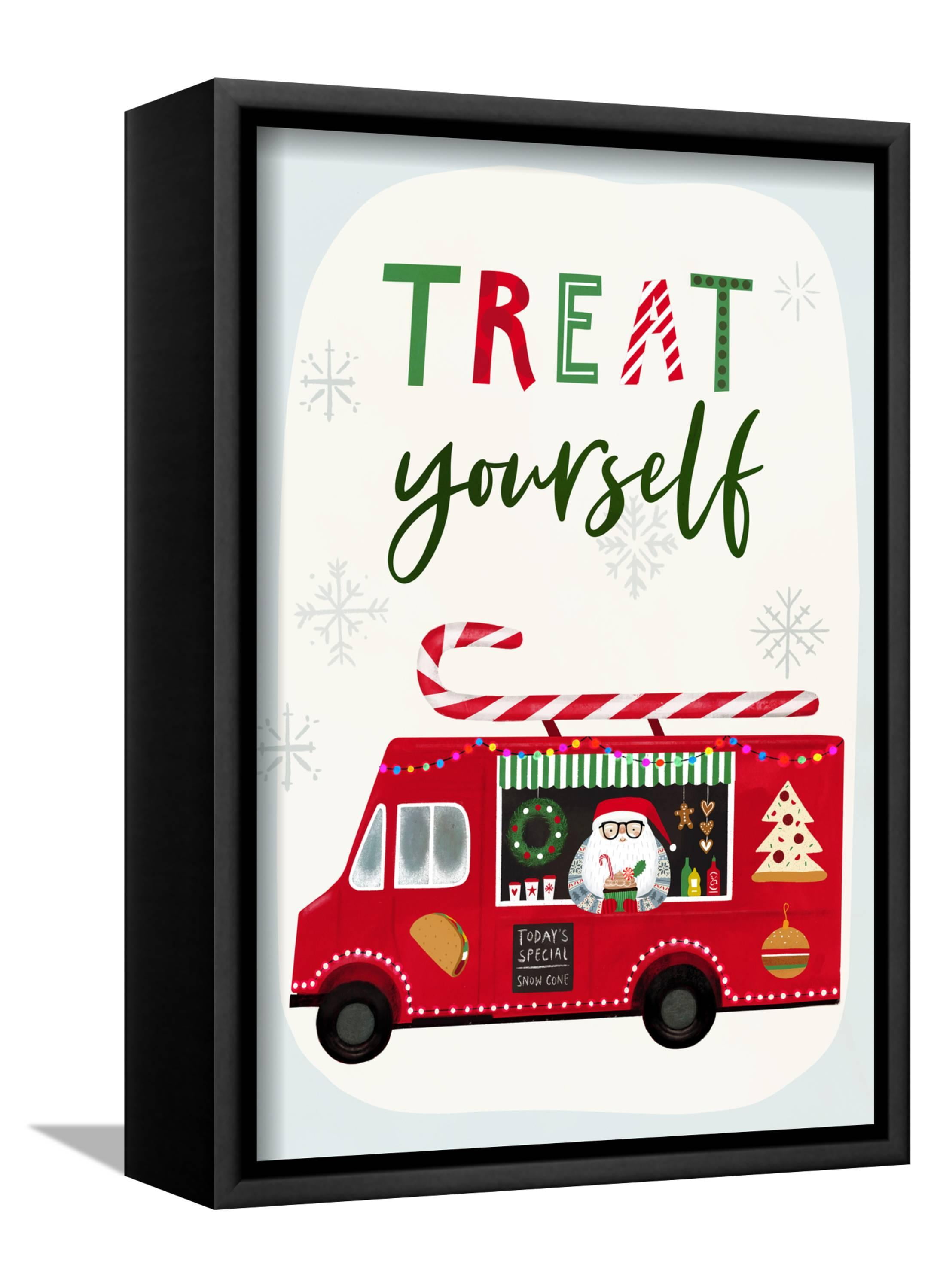 Santa's Foodtruck Collection B, Framed Canvas Christmas Holiday Wall Art