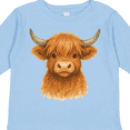 thumbnail image 4 of Inktastic Highland Cow Watercolor Illustration Boys or Girls Long Sleeve Toddler T-Shirt, 4 of 5