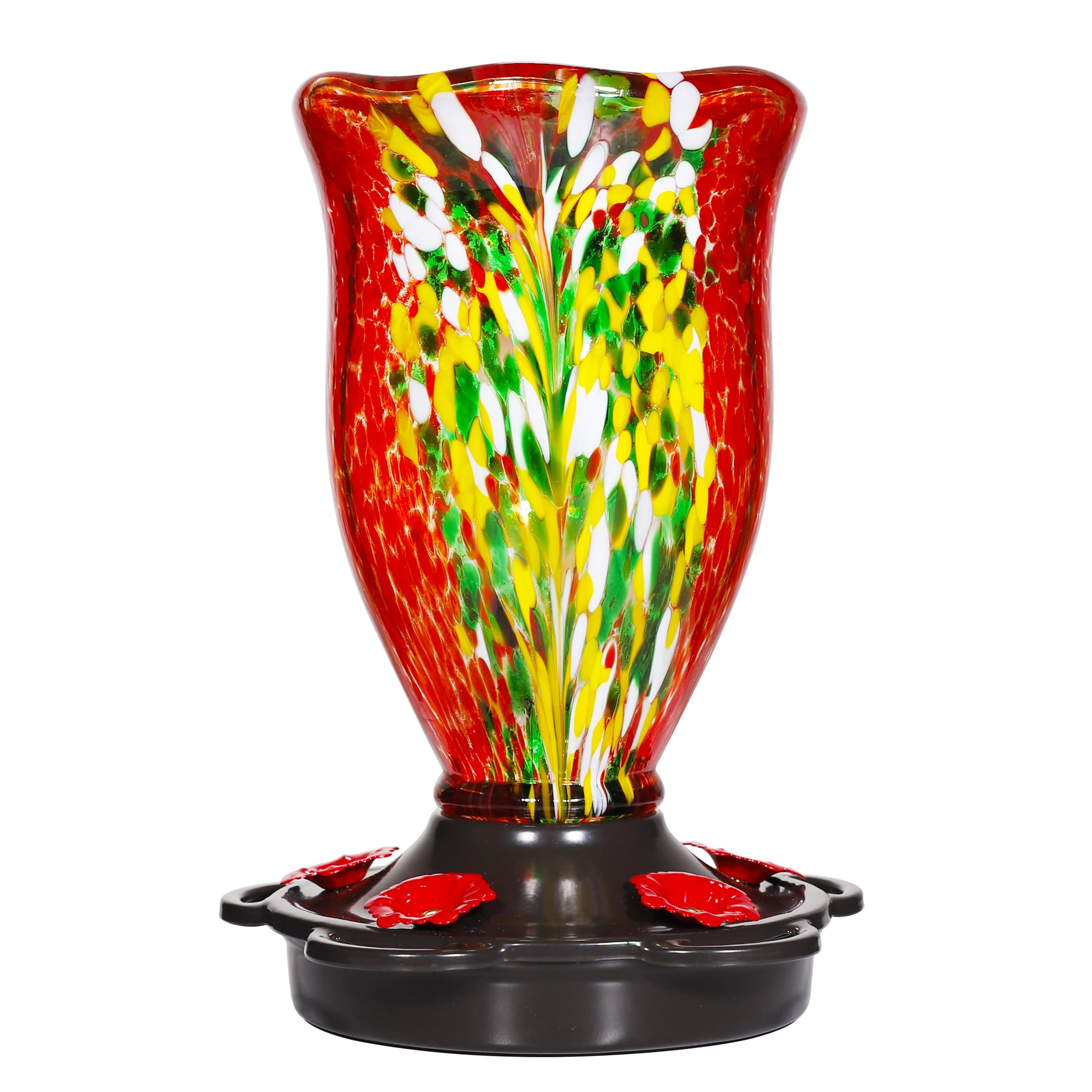 LUJII Hummingbird Feeders for Outdoors, Blown Glass Hummingbird Feeder