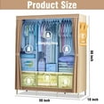 thumbnail image 5 of Portable Closet,Portable Wardrobe Closet Storage with 3 Hanging Rods,6 Storage Shelves,Side Pocket for Clothes Storage Organizer,Brown, 5 of 12