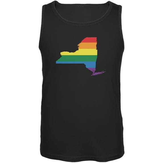 New York LGBT Gay Pride Rainbow Black Adult Tank Top - Large