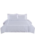 thumbnail image 3 of BedDecor 600TC 100% Egyptian Cotton White Twin/Twin Xl Size 3PC 1PC Duvet and 2 Pillow Case 3-Stripe Embroidery Duvet Cover Set Solid Pattern, 3 of 4