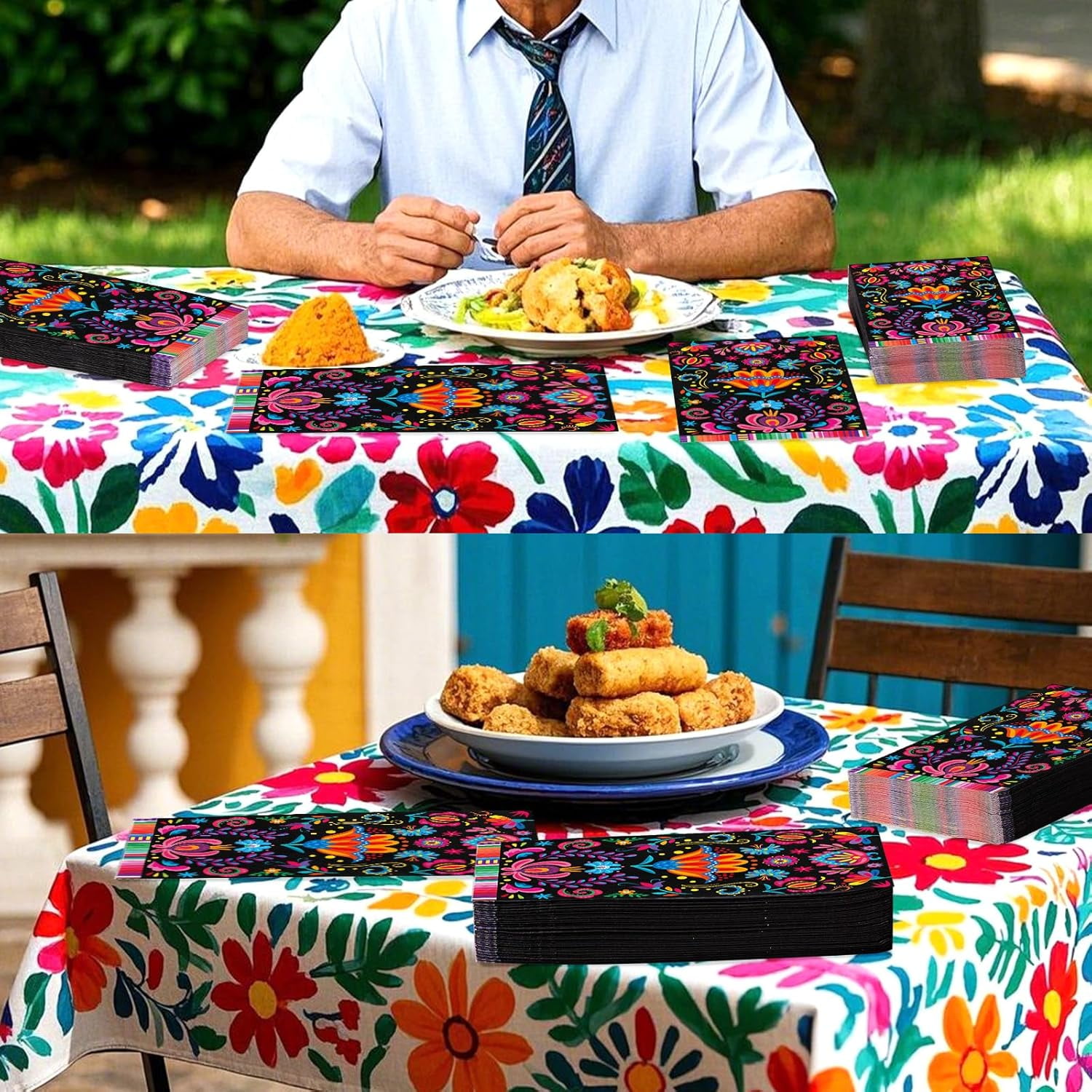 100Pcs Mexican Fiesta Napkins 3Ply Colorful Flower Paper Napkins Disposable Bathroom Hand Napkins Guest Towels Mayo Dance Taco Pinata Dinner Napkins for Mexican Fiesta Party Decorations Birthday
