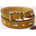 thumbnail image 3 of XSmall 9''- 13'' Soft Genuine Leather Beaded Padded Dog Puppy Collar  60AA219YL, 3 of 4