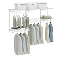 ZOPan Custom Closet Organizer Kit Wall Mounted Adjustable 3 to 5 FT with Hanging Rod