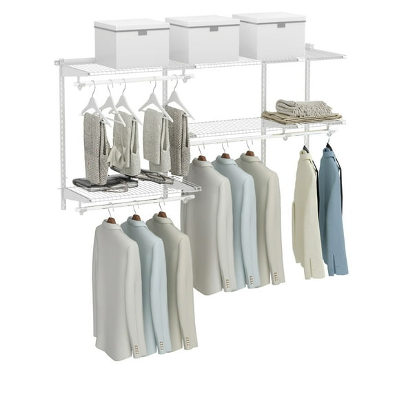 ZOPan Custom Closet Organizer Kit Wall Mounted Adjustable 3 to 5 FT with Hanging Rod