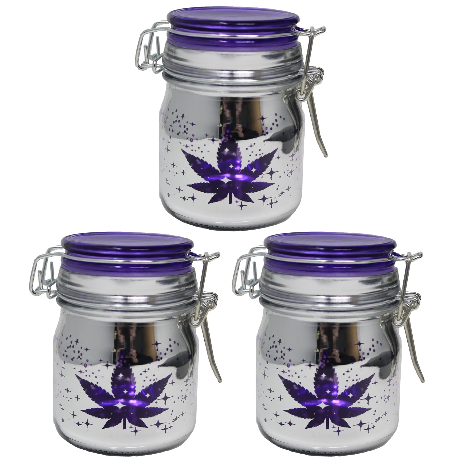 Metallic Silver/Purple Leaf Galaxy Storage Jar SJM07 