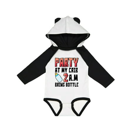 

Inktastic Party at My Crib 2 A.m. Bring Bottle Baby Humor Gift Baby Boy or Baby Girl Long Sleeve Bodysuit