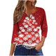thumbnail image 2 of Puntoco Blusa informal de cuello redondo con mangas 3/4 cortas y estampado a la moda para mujer, 2 of 5