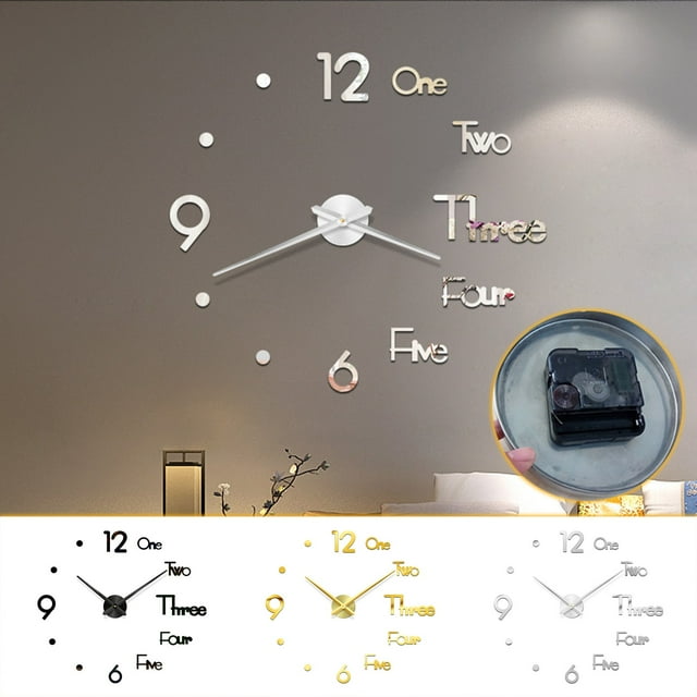 Vaidha Frameless DIY Wall Mute Clock Mirror Sticker Home Office Decor