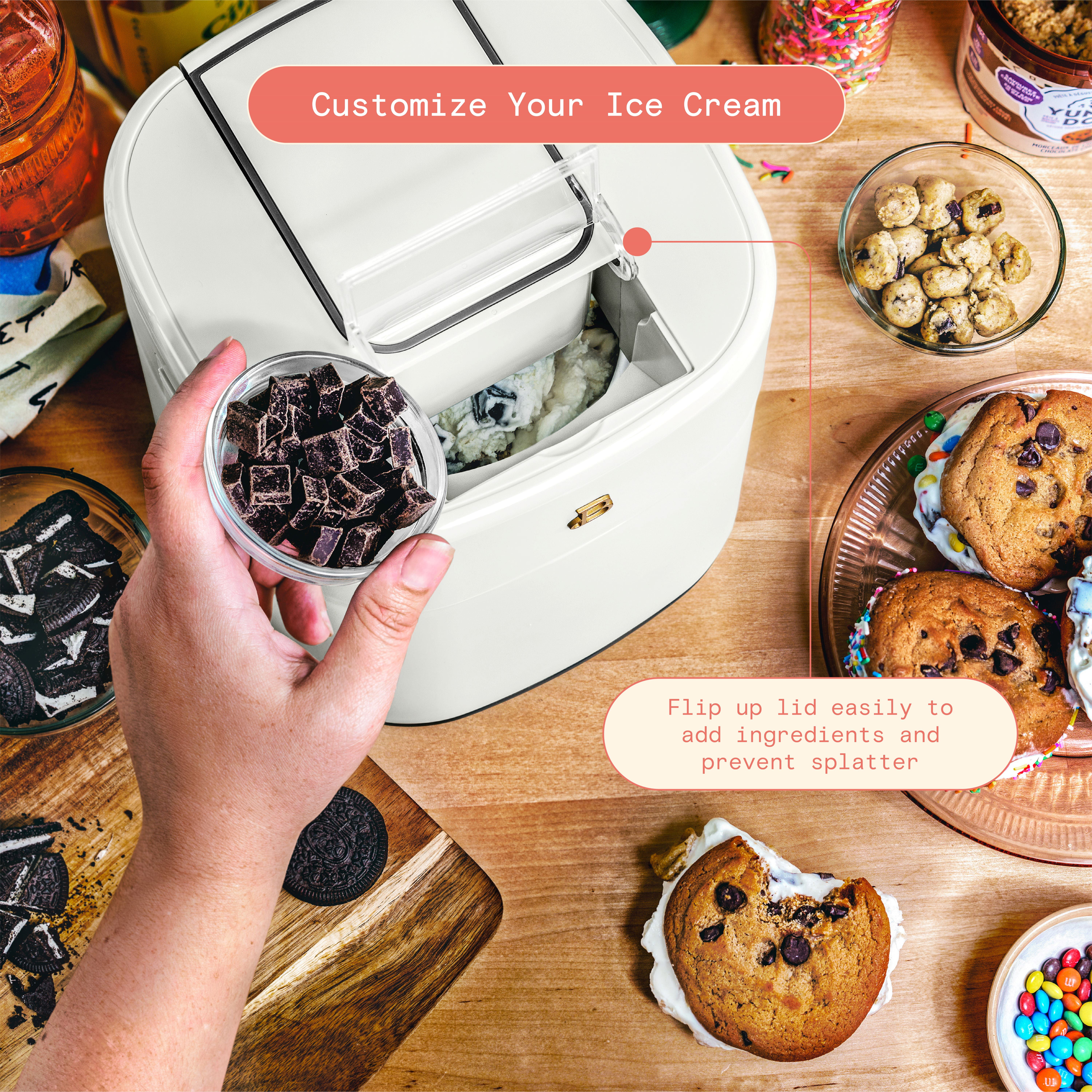 Beautiful 1.5 Qt Ice Cream Maker with Touch Activated Display, White Icing by Drew Barrymore