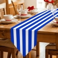 Blue Striped Table Runner Linen Burlap Table Runner 120 Inches Long ...