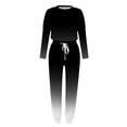thumbnail image 4 of MSJUHEG Workout Sets For Women Womens Long Sleeve Tops Two Piece Outfit Long Sleeve Crewneck Pullover Tops And Long Pants Tracksuit Sweatsuits With Sweatpants Lounge Sets For Women Black L, 4 of 5