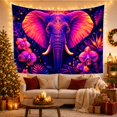 thumbnail image 3 of Floral Garden Front with Facing Elephant Head Vivid, Mystical Fantasy for Space Lovers, Galaxy Room Decor, Mother'S Day Gift, Tapestry Wall Hanging for Bedroom and Dorm, 3 of 7