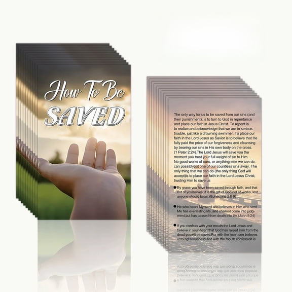How to Be Saved Scripture Cards 100-Pack, Inspirational Bible Verse Cards for Encouragement, Church Ministry, Outreach, Gift Bags, Welcome Kits & Daily Reflection