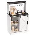 thumbnail image 6 of Fogcroll 50" Farmhouse Buffet Cabinet with Storage, Sliding Barn Door, Sideboard Cabinet with Goblet Holder, 6 Hooks Coffee Bar Cabinet for Kitchen, Living Room, 6 of 13