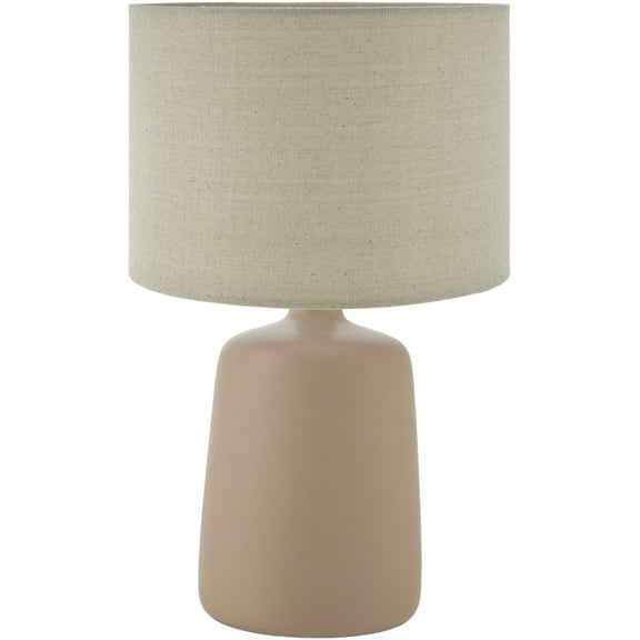 Livabliss Elio Modern Accent Table Lamp, 16-inch, Coral with Beige Shade