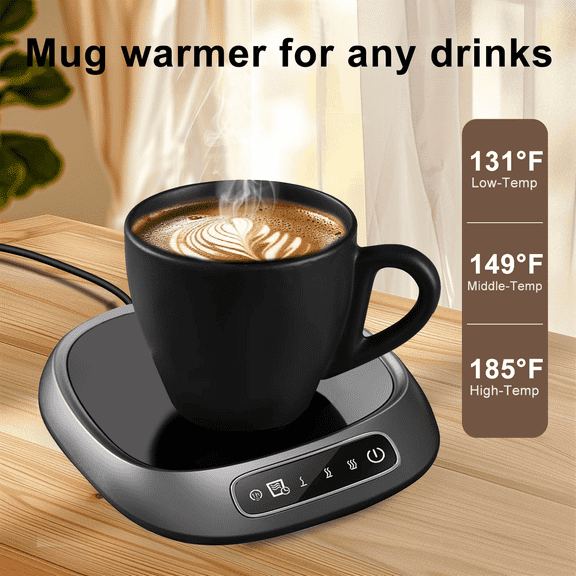 SPORTS JOY USB Heated Coaster Great, 3 Levels of Temperature Adjustment Coffee Mug Warmer, 8H Auto Shutdown Smart Coffee Warmer Plate for Coffee, Beverage, Milk, Tea, Gift (Gray)
