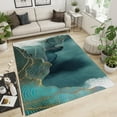 thumbnail image 3 of Retro Green Black Ink Texture Area Rug, Golden Lines Abstract Light Luxury Bedroom Carpet, Floor Rugs Soft Comfortable Non-Slip Rubber Backing for Living Room Hallway Office5 x 6ft, 3 of 7