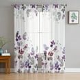thumbnail image 3 of Sheer Curtains 84 inches Long, Rustic Leaves Robin Bird Farmhouse Style Light Filtering Sheer Window Curtains Rod Pocket Voile Drapes for Bedroom Living Room, 52"W x 84"L 2 Panels, 3 of 7