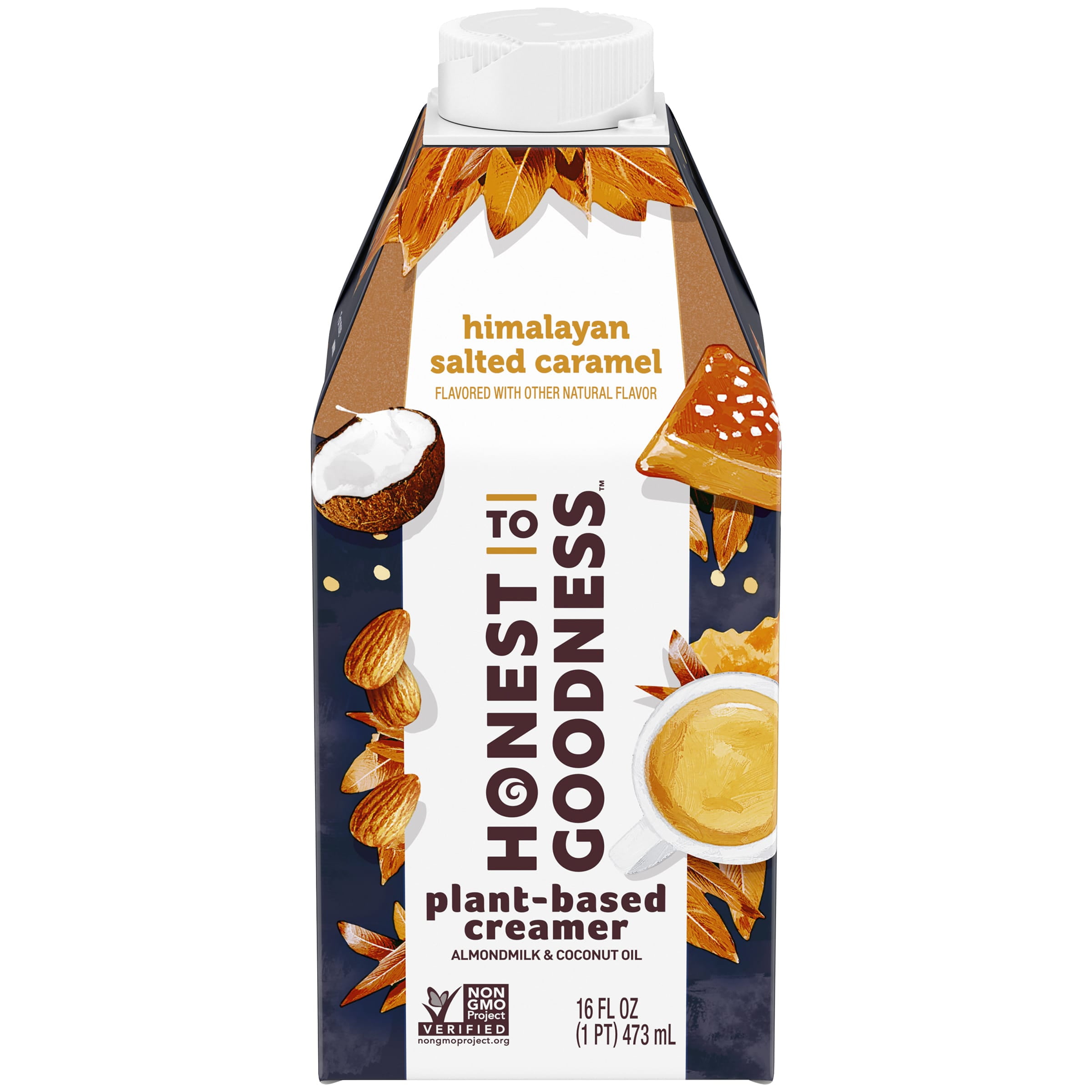 Honest To Goodness, Dairy Free, Himalayan Salted Caramel Coffee Creamer, Made with Almond milk and Coconut Oil, 16oz