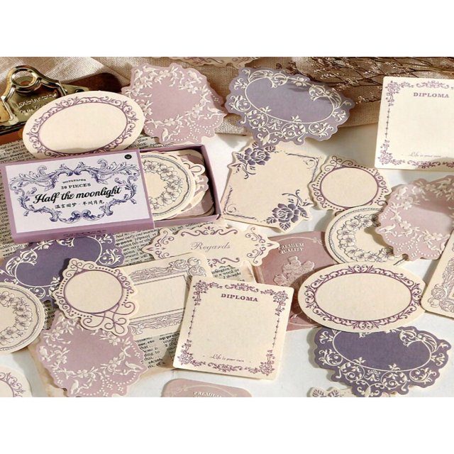 LNGOOR A Box Of 30 Pieces Simple Creative Relief Printing Sticky Note Material Paper DIY Decoration Collage Handicraft Material Personalized Scrapbook School Stationery