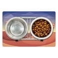 thumbnail image 1 of Dune Pet Mat for Food and Water, Cartoon Style Illustration of Graphics of a Drought Wildlife Landscape, Non-Slip Rubber Mat for Dogs and Cats, 18" X 12", by Ambesonne, 1 of 2