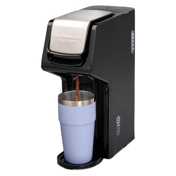 Cafetera Hamilton Beach FlexBrew Dual para cápsulas y café molido, diseño compacto, 400 ml, acero inoxidable (Reacondicionado)