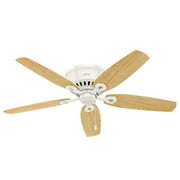 Hunter 52 inch Indoor Ceiling Fan with LED Lights - White Ceiling Fan with Pull Chain, For Bedroom, Living Room, or Kitchen, Low Profile Mount, No Remote, 5 Blades - Builder 53326, Snow White