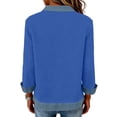 thumbnail image 4 of Women's Long Sleeve Shirts With Denim Collar Cuffs Buttons Decor V-Neck Tops Blue L, 4 of 6