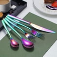 thumbnail image 4 of Just Houseware Rainbow Silverware Set 20 Pieces, Stainless Steel Flatware Set, Titanium Plating Cutlery Set, Knives Forks Spoons Service for 4, 4 of 8