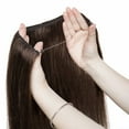 thumbnail image 5 of MY-LADY Invisible Wire in Human Hair Extensions Highlight Secret Fish Line Headband No Clips Hairpiece Straight 16-22Inches for Women, 5 of 8