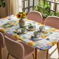 thumbnail image 3 of Sunflowers Table Cloths for 4 Foot Rectangle Tables, Spring Flowers Gnomes Hydrangea Daisy Wood Patio Waterproof Elastic Fitted Tablecloths, Washable Rectangular Table Cover for Camping, 3 of 8