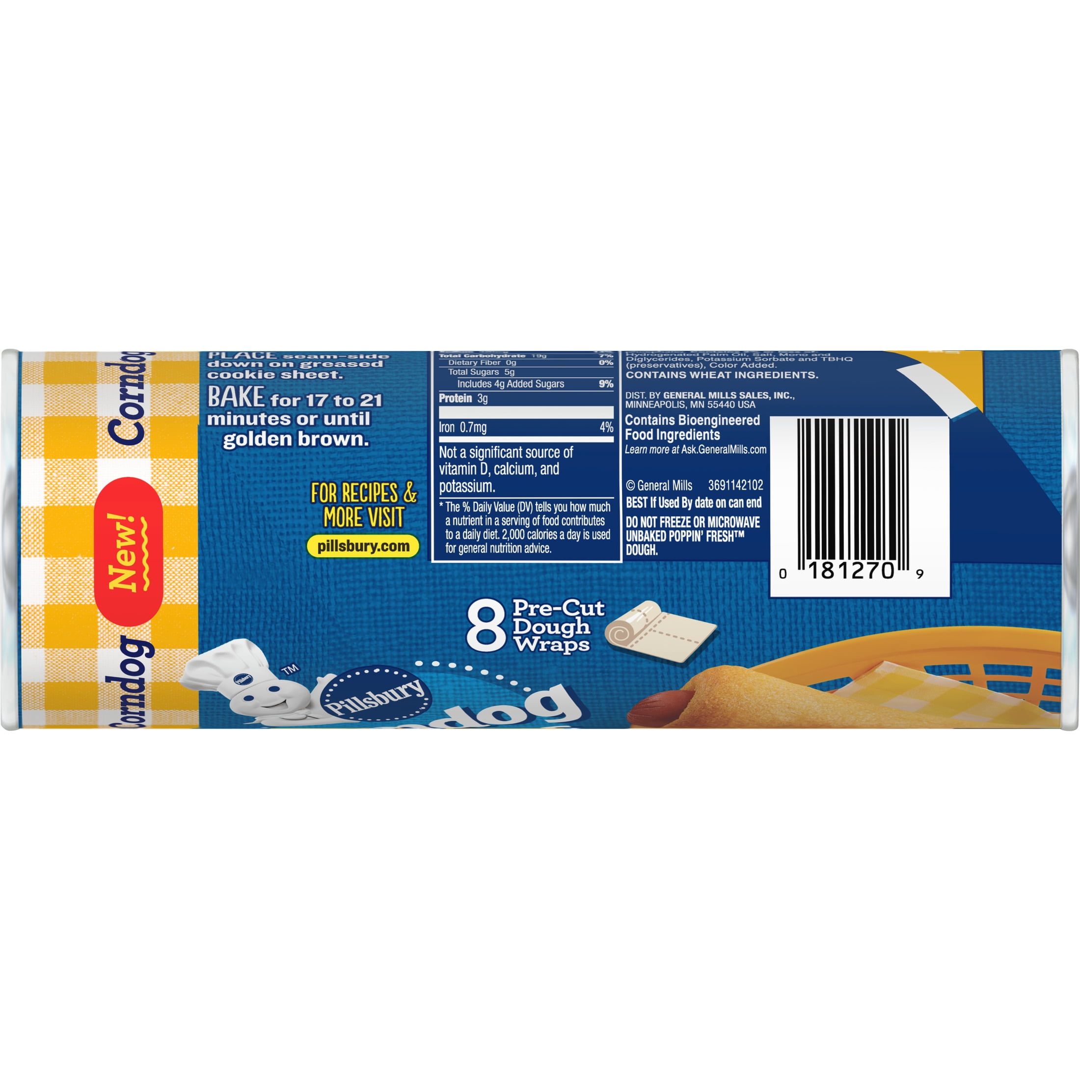 Pillsbury Corndog Wraps, Refrigerated Canned Dough, 8 Ct, 11.5 oz