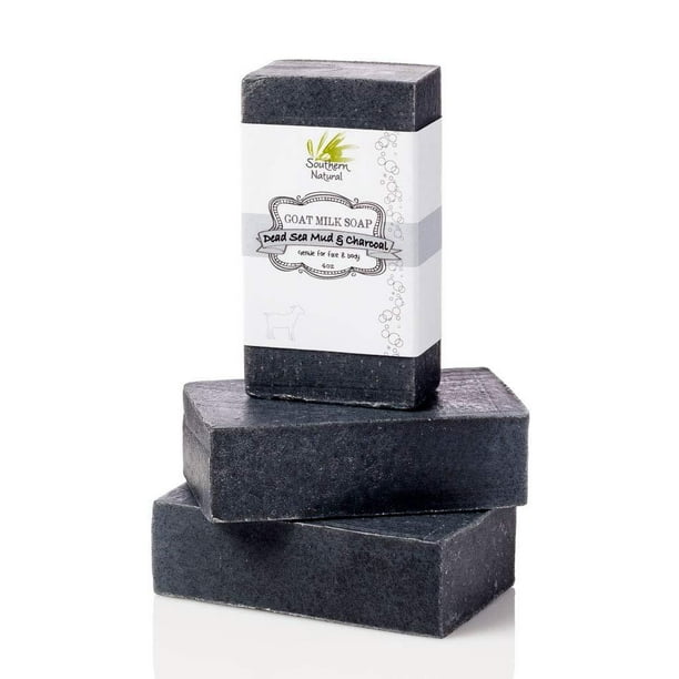 Activated Charcoal Soap Bars With Dead Sea Mud - For Acne, Psoriasis & Eczema. All Natural Face Soap & Body Soap. Made With Goat Milk & Peppermint ...