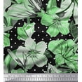 thumbnail image 1 of Soimoi Polyester Crepe Fabric Dot & Lily Flower Printed Fabric 1 Yard 52 Inch Wide, 1 of 1