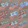 thumbnail image 2 of Faty-T Blue flower earrings, elegant and fresh-looking crystal stud earrings, 2 of 23