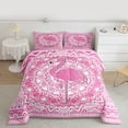 thumbnail image 3 of Feelyou Kawaii Pink Flamingo Bedding Comforter Set for Girl, Chic Damask Flower Floral Twin Comforter Sets, Aztec Triangle Reversible Bedding Set, Breathable Home Decor, 2 Pieces, 3 of 9